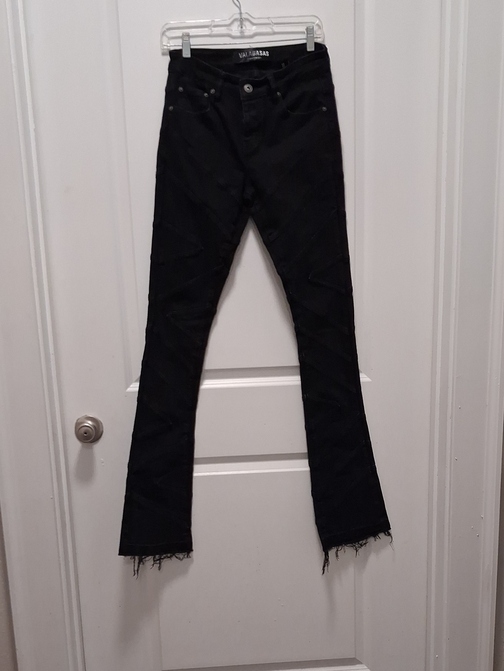 Black Distressed Flare  Stack Jeans